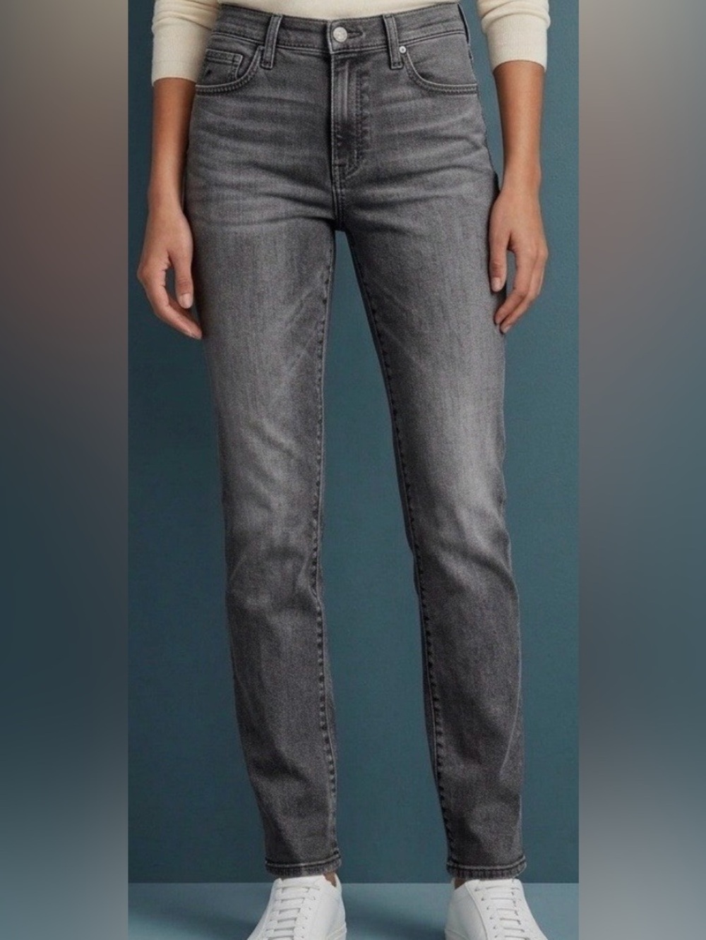Ag Adriano Goldschmied Grey Mari High Rise Slim Straight Denim Jeans